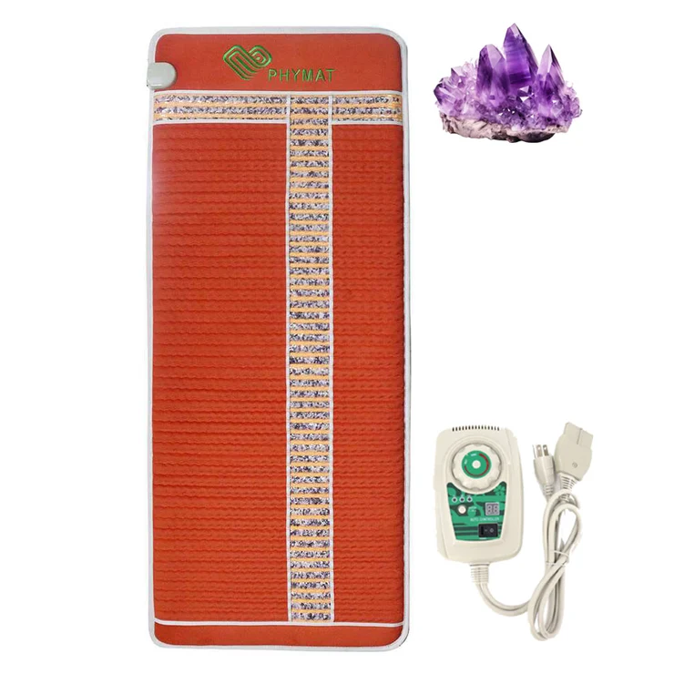 Natural gemstones and crystals integrated into a PHYMAT infrared heating mat